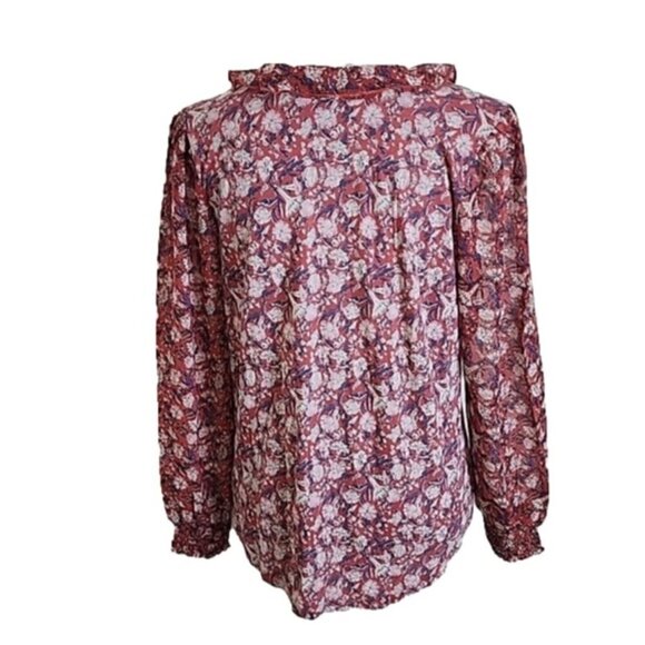 Lucky Brand Ruffle top boho 3/4 sleeve cotton and modal floral Medium - Picture 6 of 9